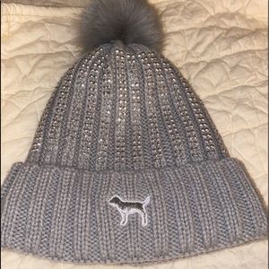 VS Pink sherpa lined beanie